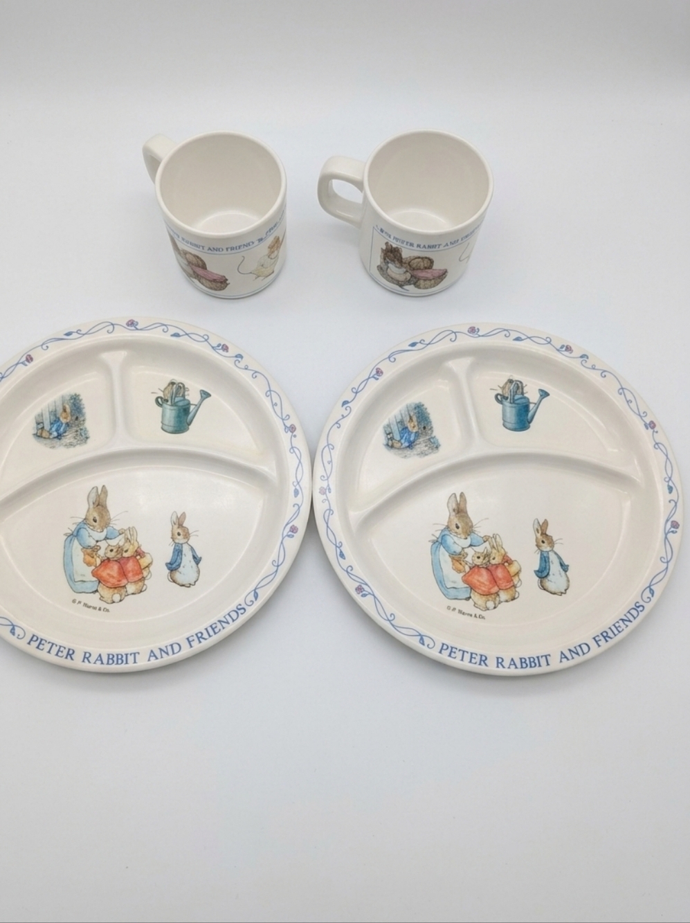 Peter Rabbit & Friends Children's Cream Divided Plate and Mug Set - 4pc